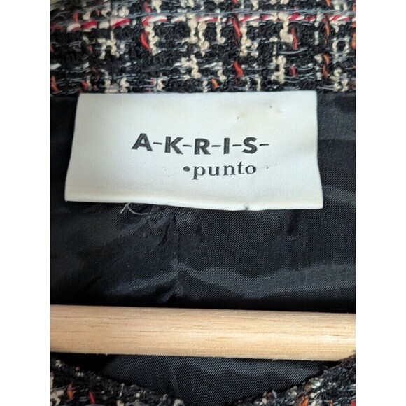 Akris Punto Black Tweed Zipper Front Blazer Jacket US Size 8 - Picture 3 of 10